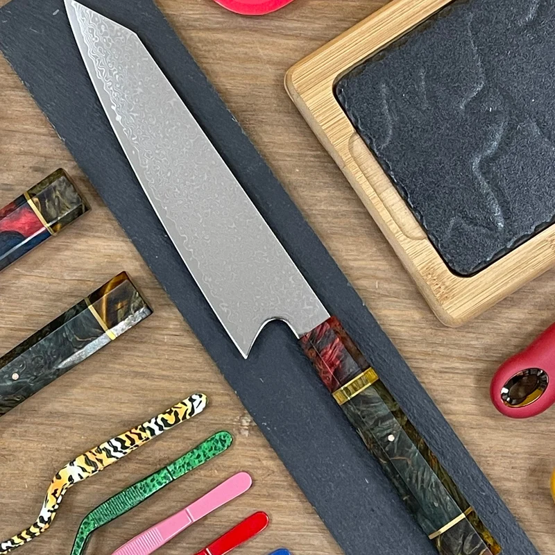 Cuchillo Kiritsuke Damascus 21 cm | Acero VG10 67 Capas | Mango Abedul Estabilizado