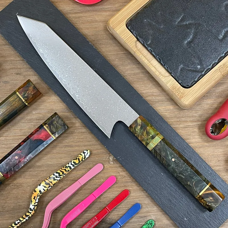 Cuchillo Kiritsuke Damascus 21 cm | Acero VG10 67 Capas | Mango Abedul Estabilizado
