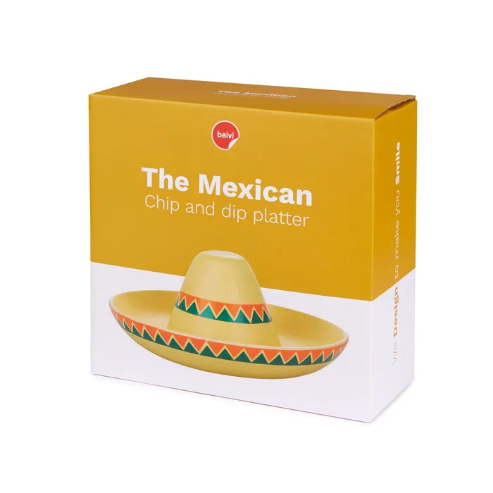 Plato para Nachos y Salsa The Mexican - Diseño Sombrero Mexicano Cerámica