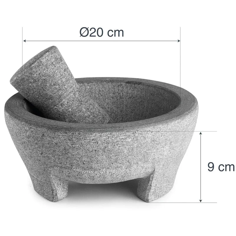 Mortero Molcajete de Granito Natural 20cm - Molcajete Mexicano
