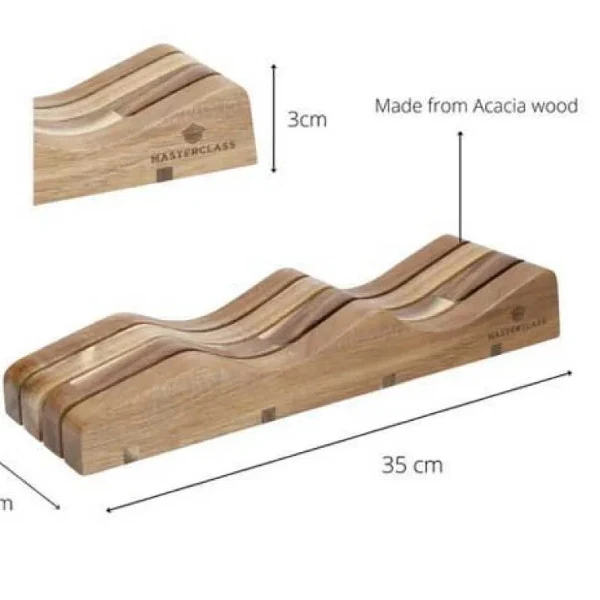 Porta Cuchillos de Cajón en Madera de Acacia - 3 Cuchillos