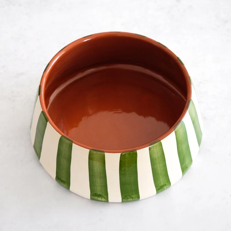 Cuenco grande a rayas, verde, Ø 23 cm