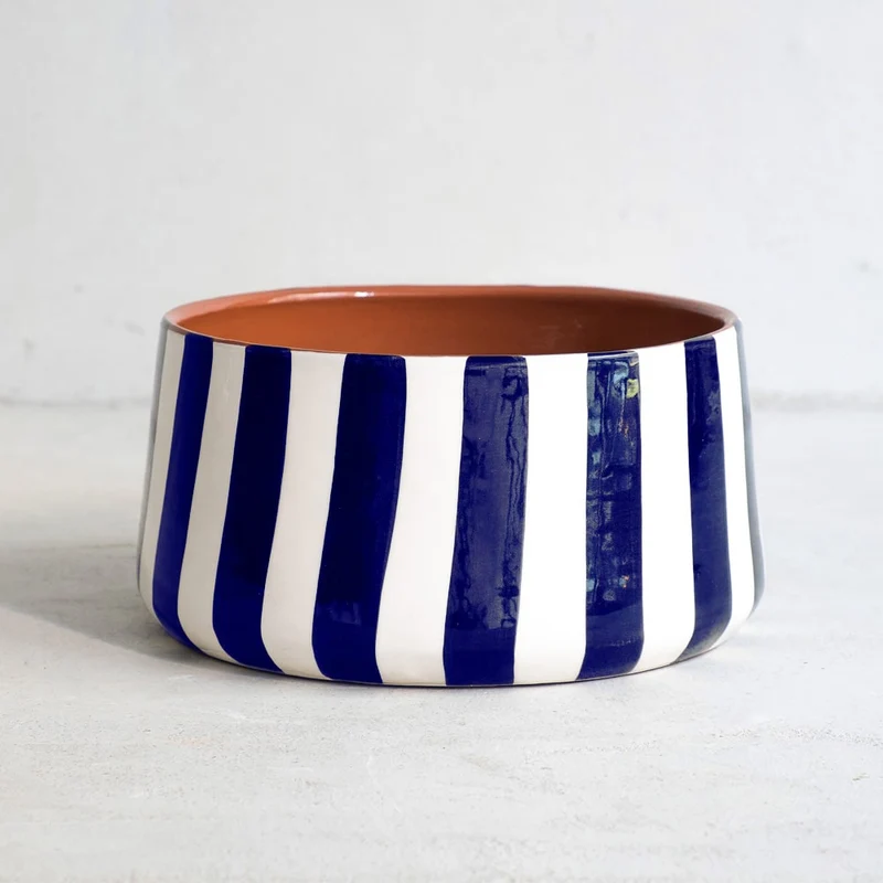 Cuenco grande a rayas azul, Ø 23 cm