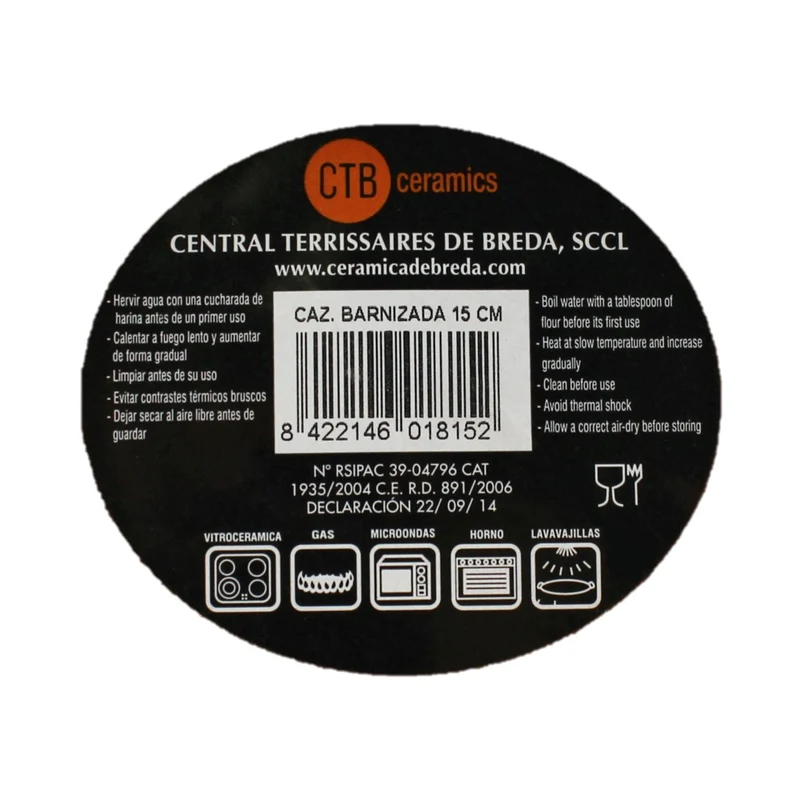 CTB ceramics Cazuela Tonschale 15 cm Durchmesser