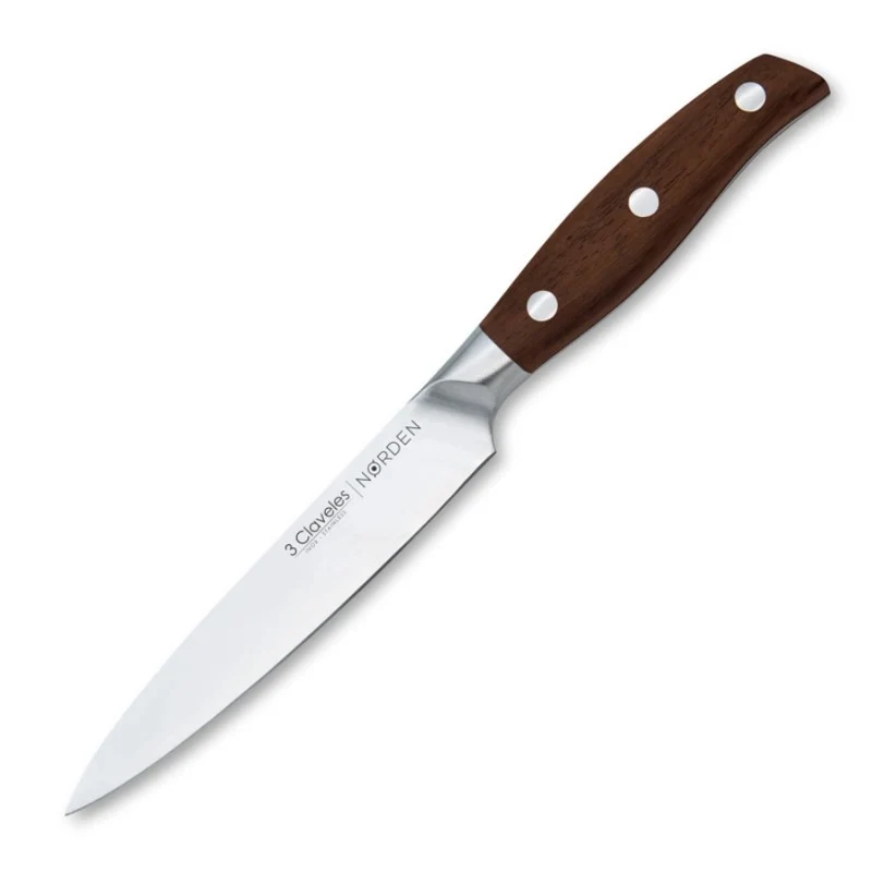Cuchillo Utilitario 3 Claveles Norden 13 cm – Mango Roble y Acero Inoxidable