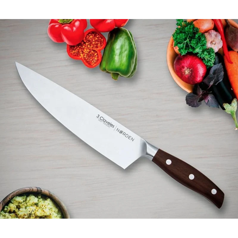 Cuchillo Chef 3 Claveles Norden 20 cm – Mango Roble y Acero Inoxidable
