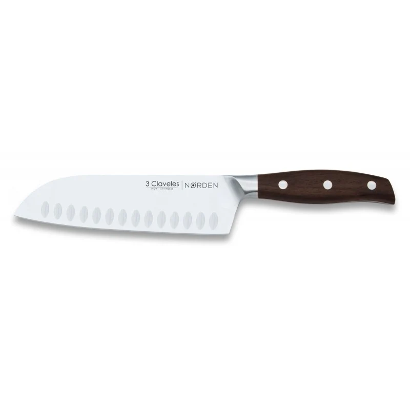 Cuchillo Santoku 3 Claveles Norden 17 cm – Mango Roble y Acero Inoxidable