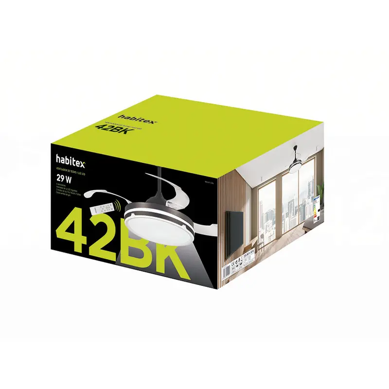 VENTILADOR DE TECHO PLEGABLE HABITEX 42BK NEGRO