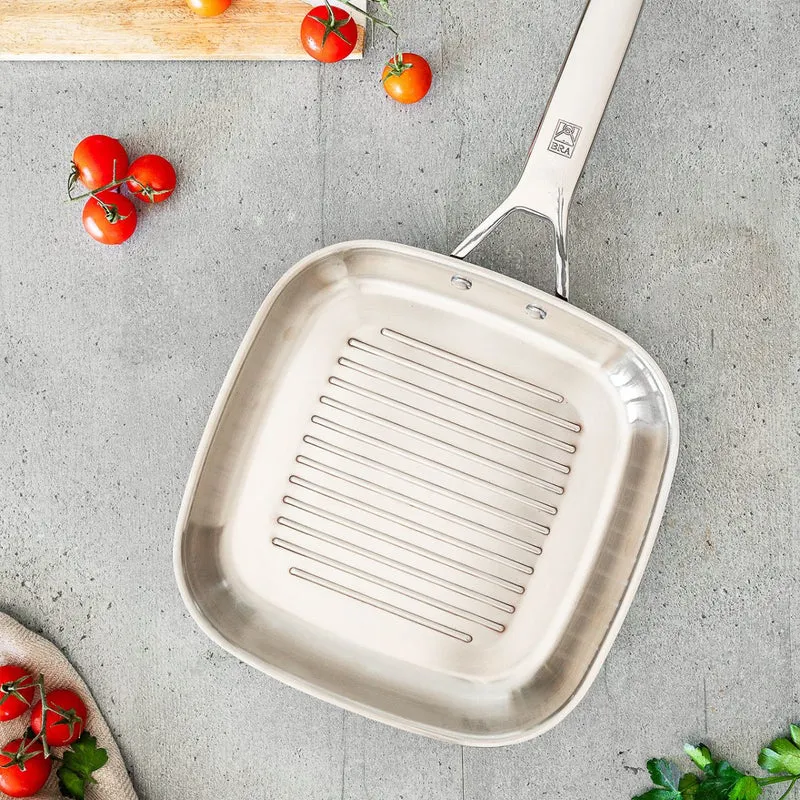 Grill con rayas de acero inoxidable sin antiadherente Signature