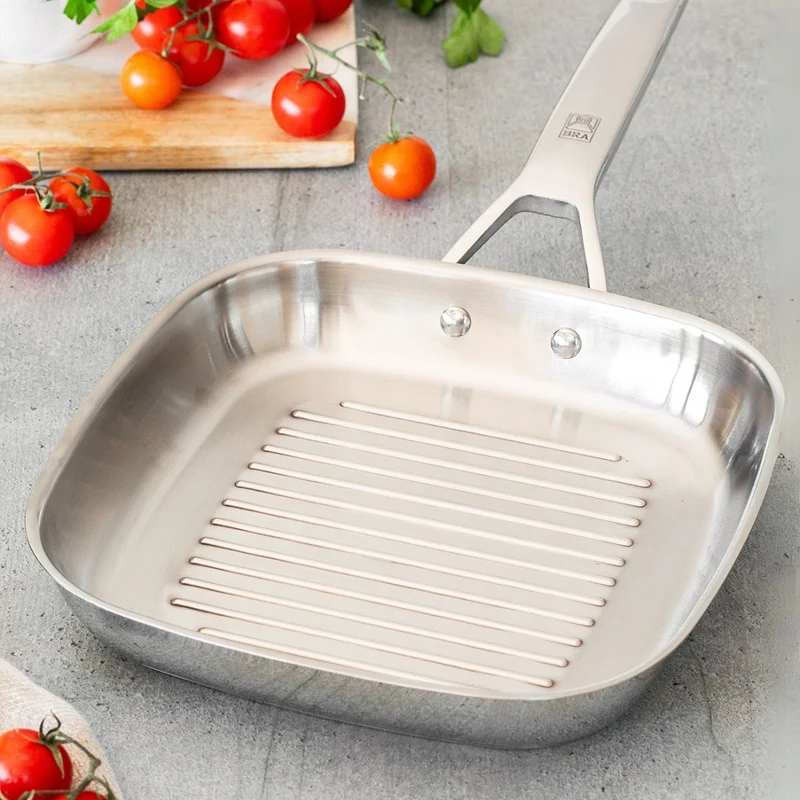 Grill con rayas de acero inoxidable sin antiadherente Signature