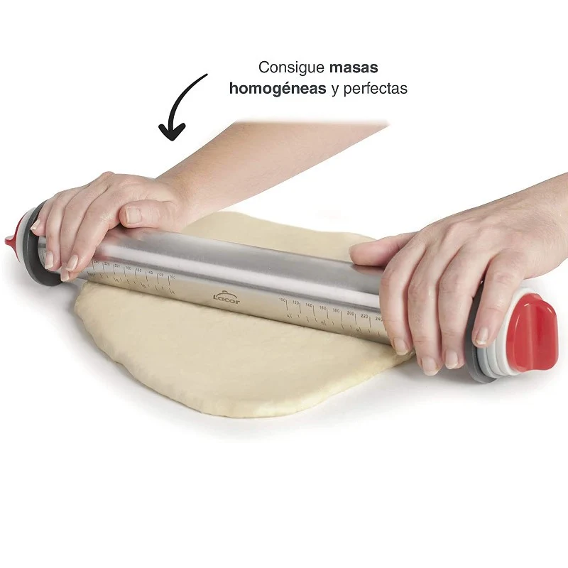 Rodillo de Amasar Ajustable Lacor 42cm - Acero Inox 4 Grosores