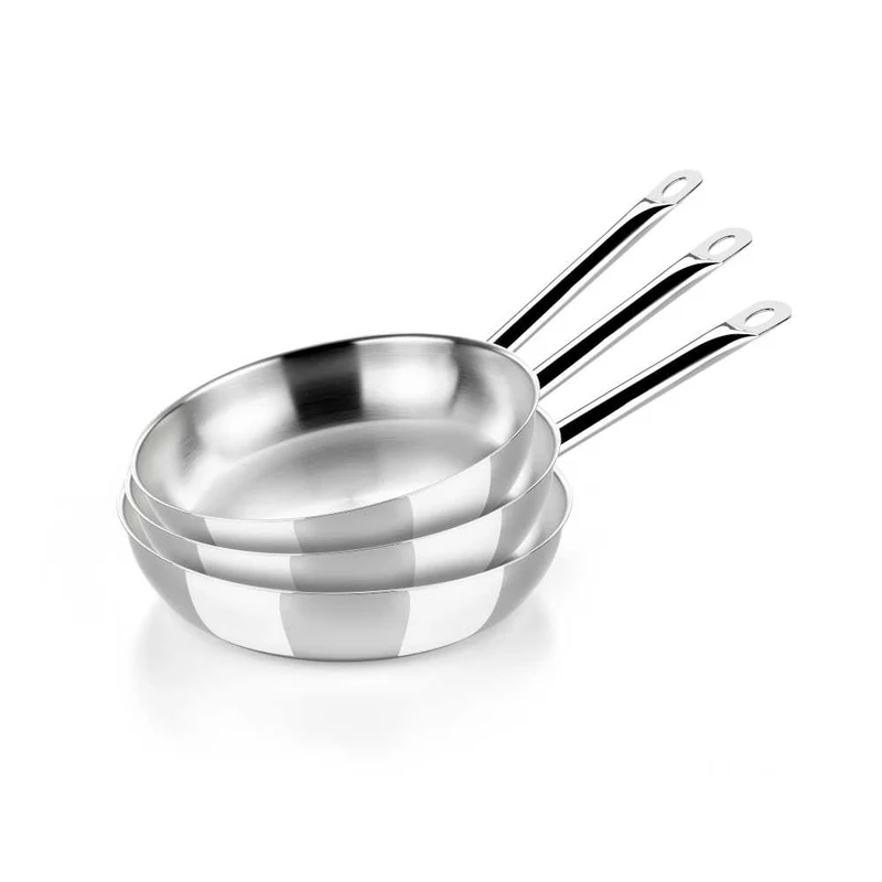 Set de 3 sartenes acero inoxidable sin antiadherente Profesional 20-24-26 cm