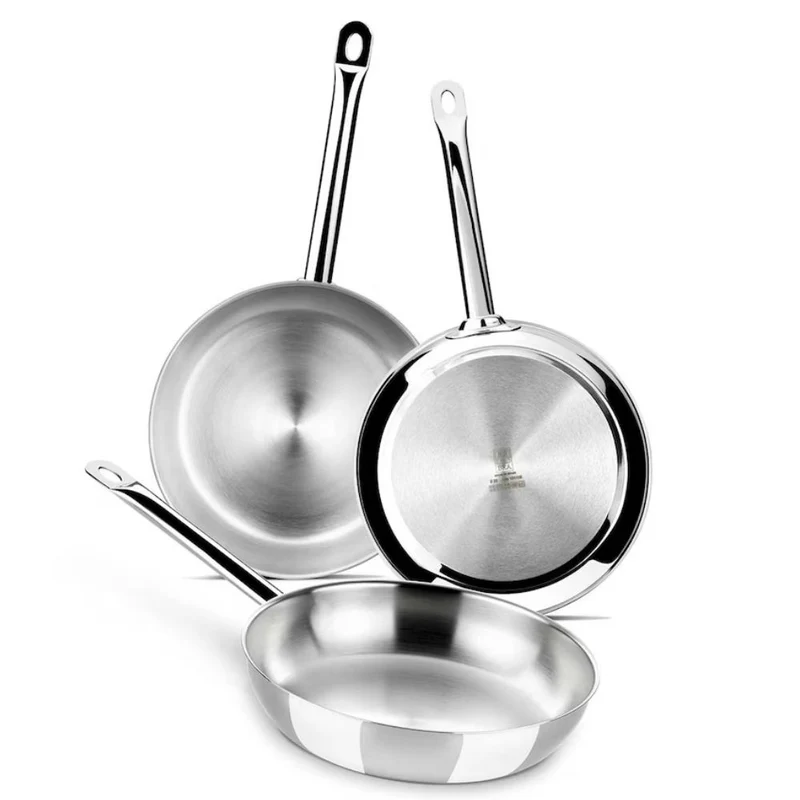 Set de 3 sartenes acero inoxidable sin antiadherente Profesional 20-24-26 cm