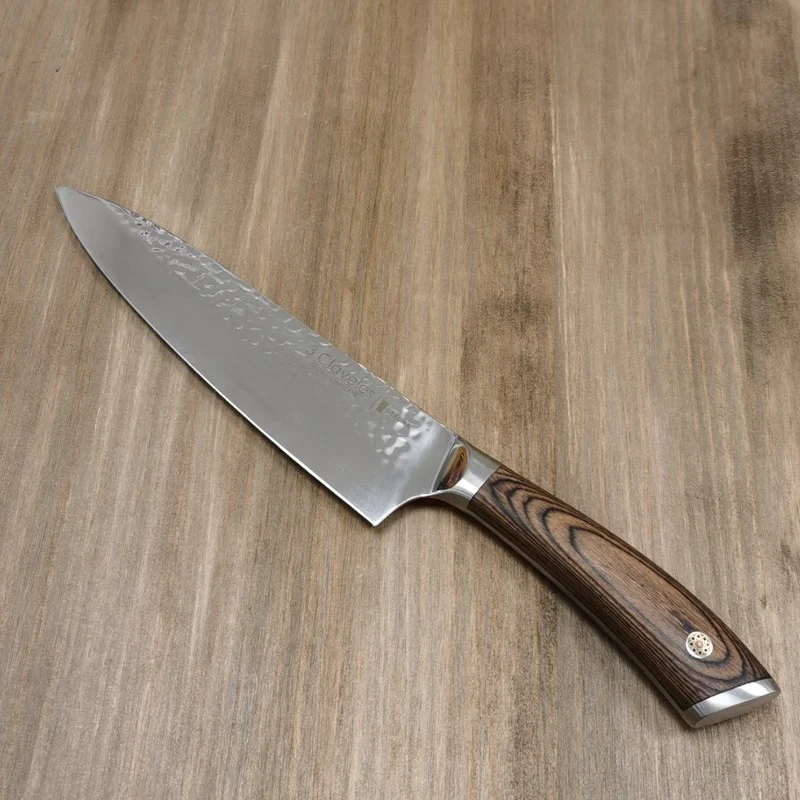 Cuchillo Cocinero 3 Claveles Sakura 20 cm – Hoja Forjada Martillada y Mango Pakka