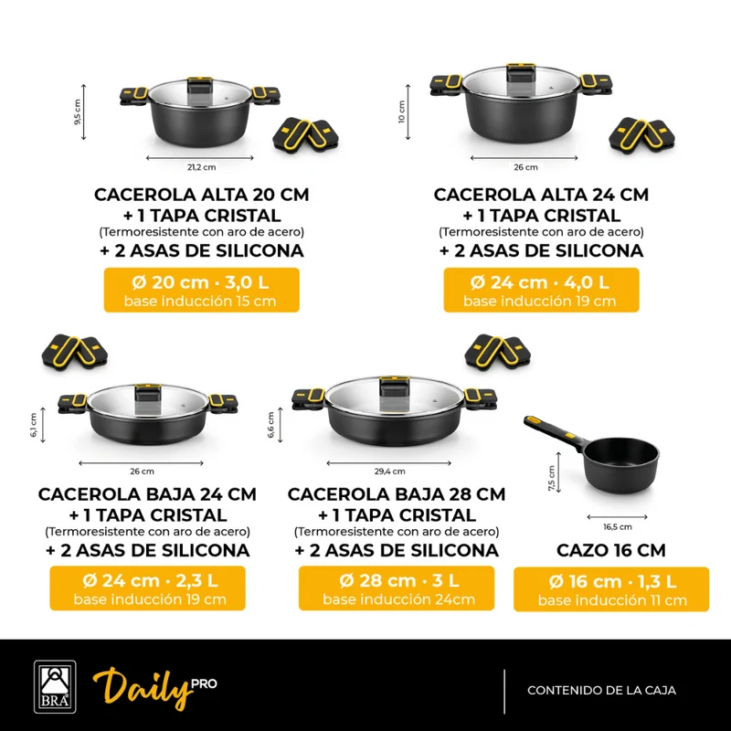 Batería de cocina 9 piezas Daily Pro