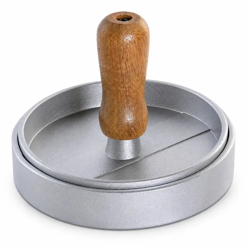 PRENSA HAMBURGUESAS INOX ACACIA 12X8CM