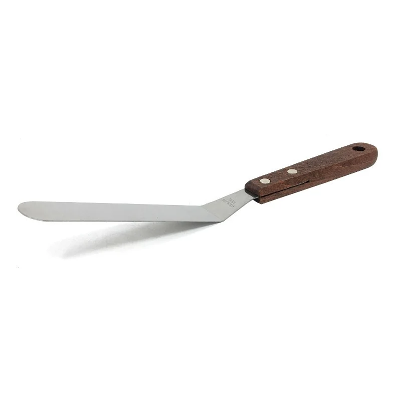 Espátula de Emplatado Acodada Profesional - Acero Inox 18/10 y Mango de Madera 22.5cm