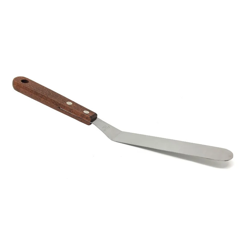 Espátula de Emplatado Acodada Profesional - Acero Inox 18/10 y Mango de Madera 22.5cm