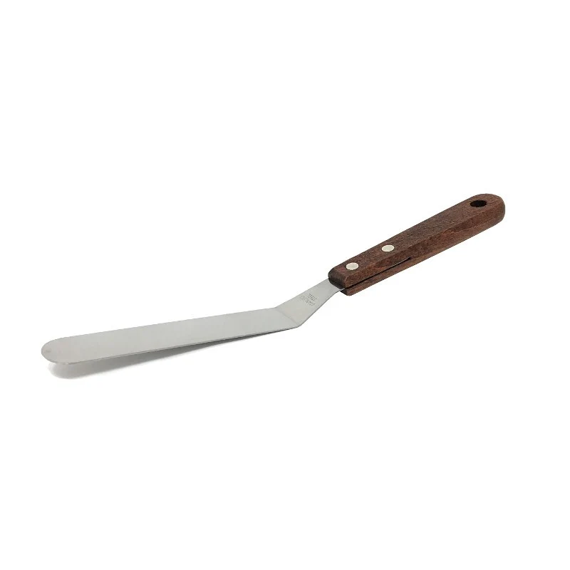 Espátula de Emplatado Acodada Profesional - Acero Inox 18/10 y Mango de Madera 22.5cm