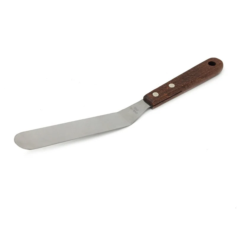 Espátula de Emplatado Acodada Profesional - Acero Inox 18/10 y Mango de Madera 22.5cm