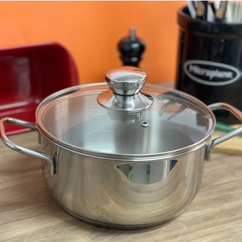 Olla inox con tapa de 18, 20, 22, 24 y 26 Cms