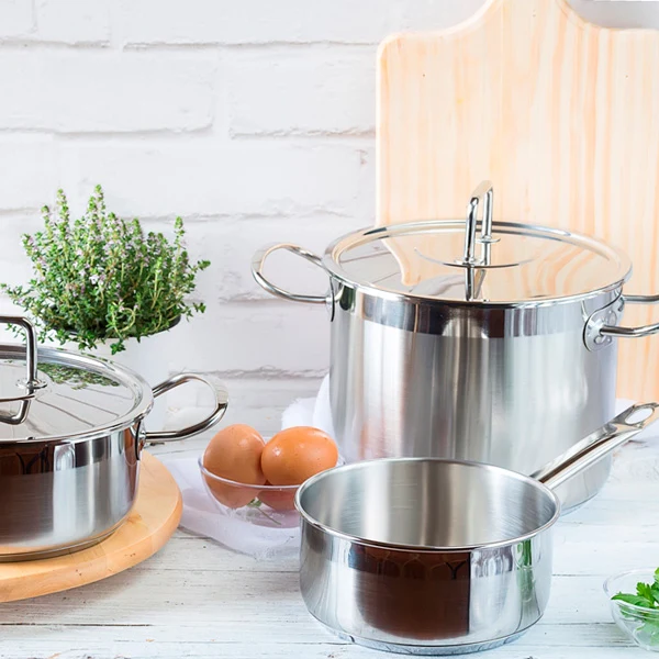 Batería de cocina 9 piezas acero inoxidable sin antiadherente Profesional
