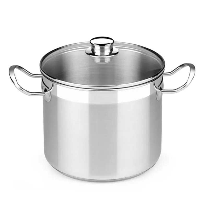Batería de cocina 9 piezas acero inoxidable sin antiadherente con tapa de cristal Profesional