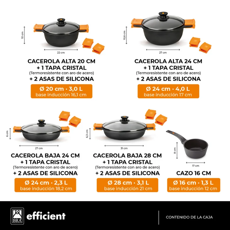 Batería de cocina 9 piezas Efficient