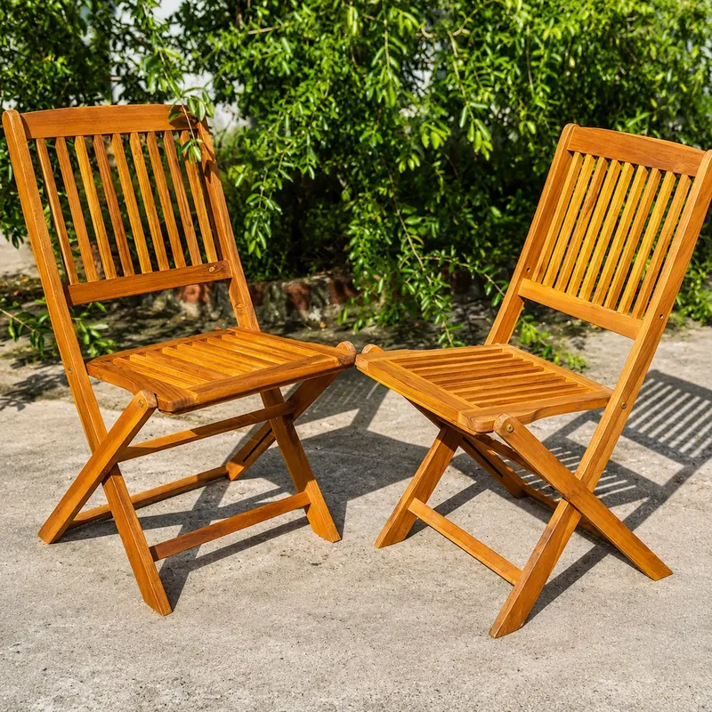 SET 2 SILLAS DE MADERA PLEGABLES MEDITERRANEO