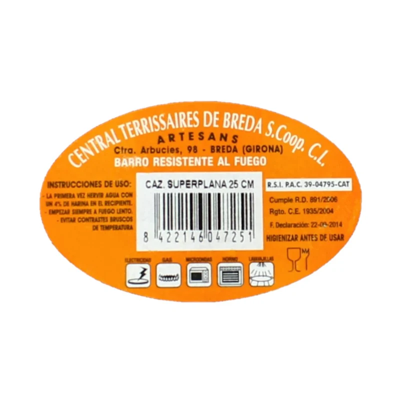 CTB ceramics Cazuela Superplana Teller extra flach 25cm Durchmesser