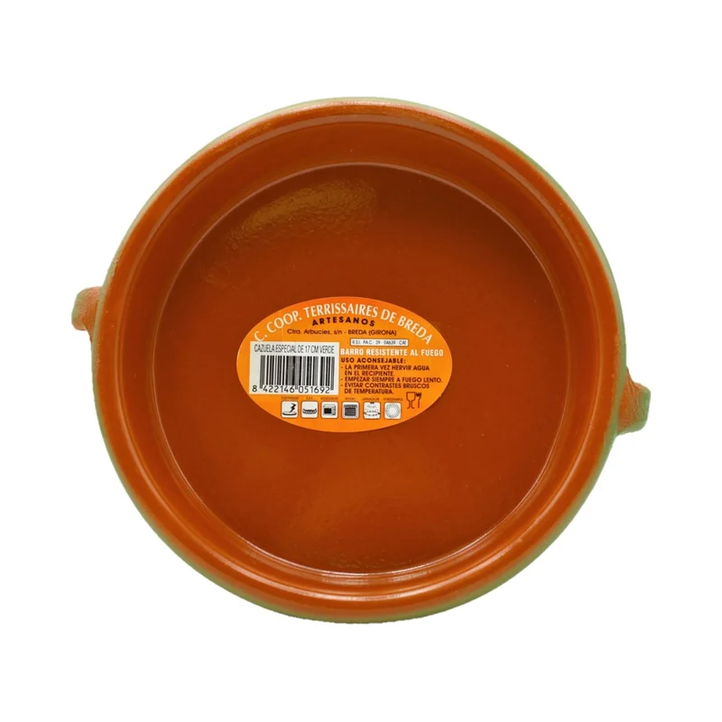CTB ceramics Cazuela Tonschale grün mit aufgesetzten Griffen 17cm Durchmesser