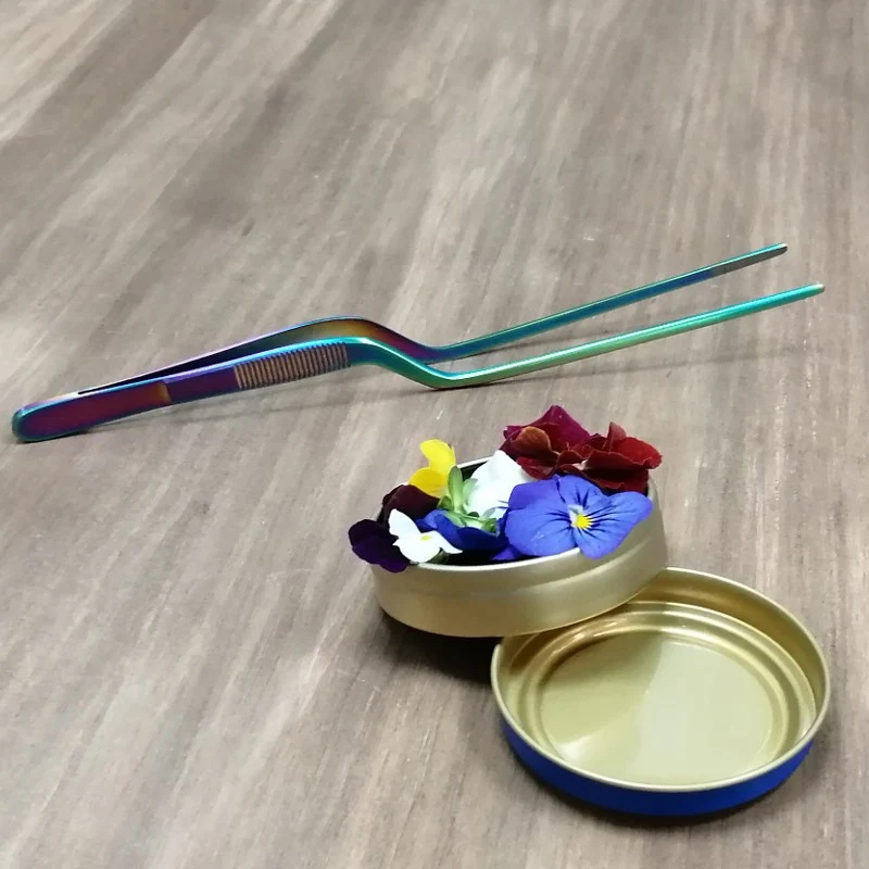 Pinza de Emplatado Irisada Titanio 20cm - Profesional Alta Cocina