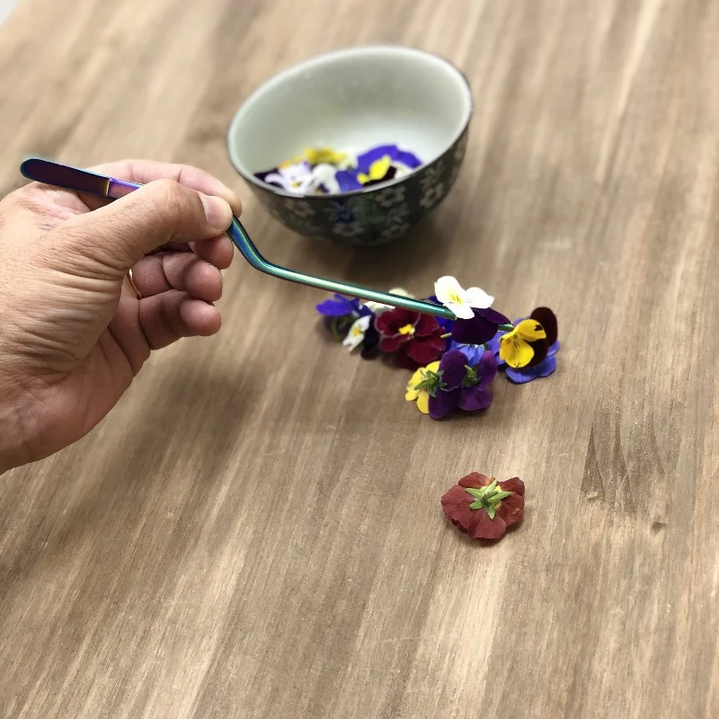 Pinza de Emplatado Irisada Titanio 20cm - Profesional Alta Cocina