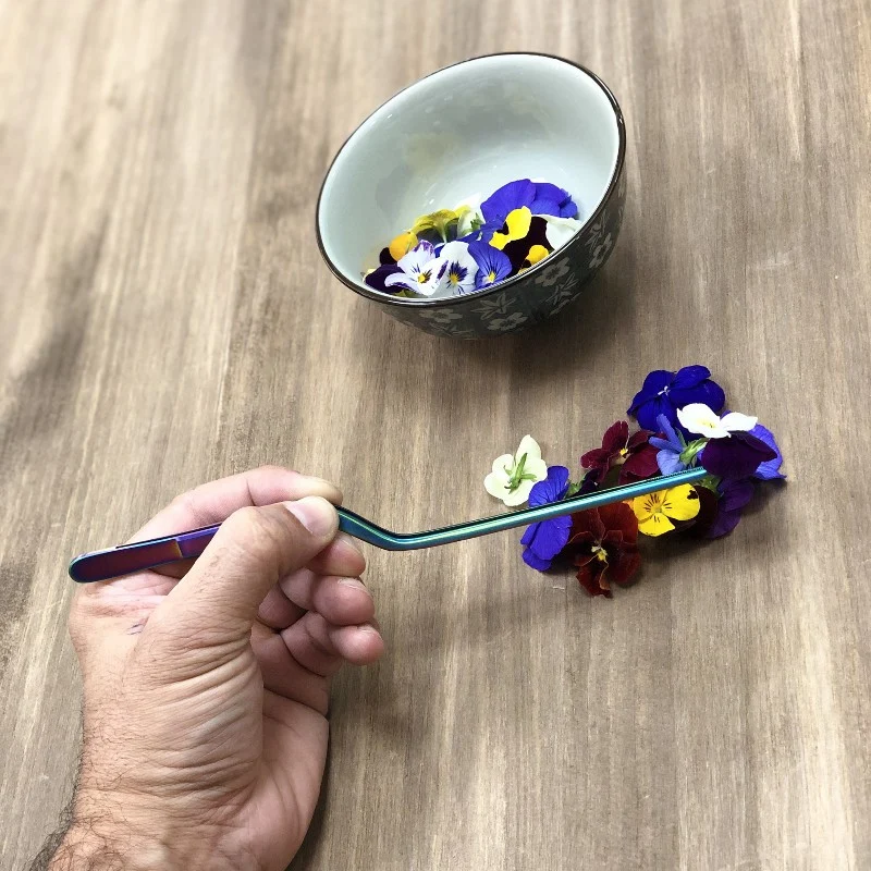 Pinza de Emplatado Irisada Titanio 20cm - Profesional Alta Cocina