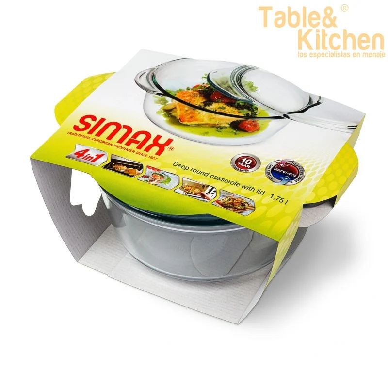 FUENTE DE VIDRIO REDONDA CON TAPA 1,75L