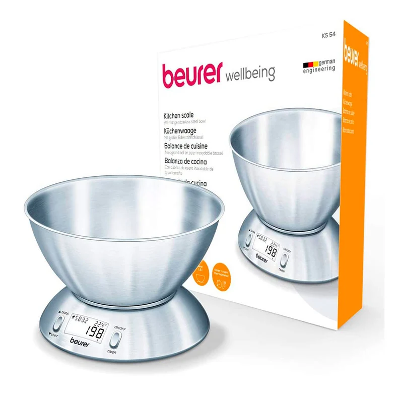 Balanza de cocina 5kg con bol inox KS 54 Beurer