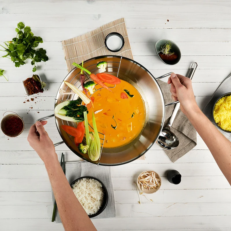 Wok de acero inoxidable con tapa y rejilla Zwilling Plus
