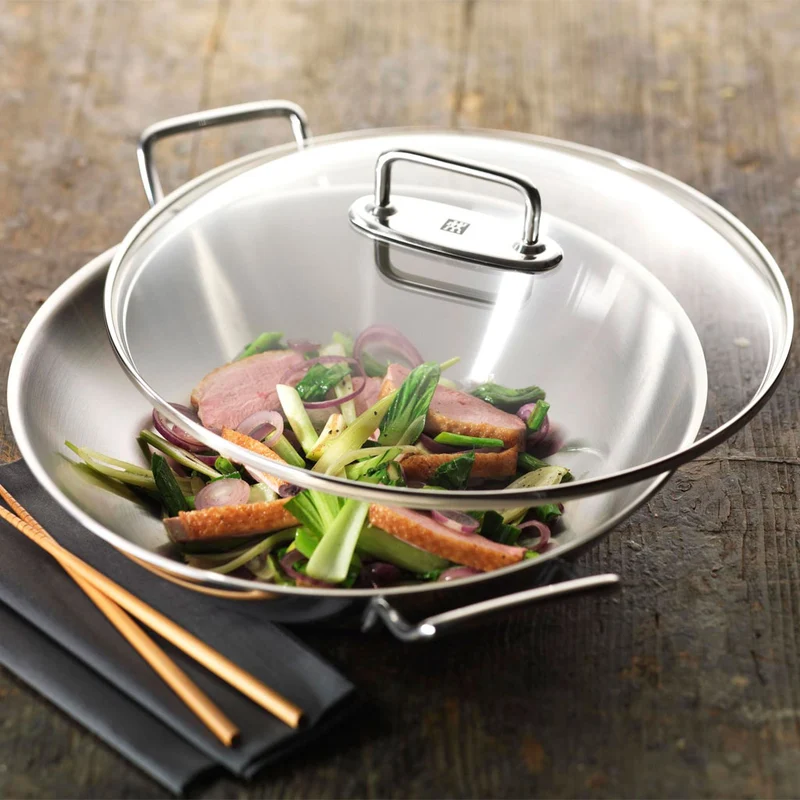 Wok de acero inoxidable con tapa y rejilla Zwilling Plus