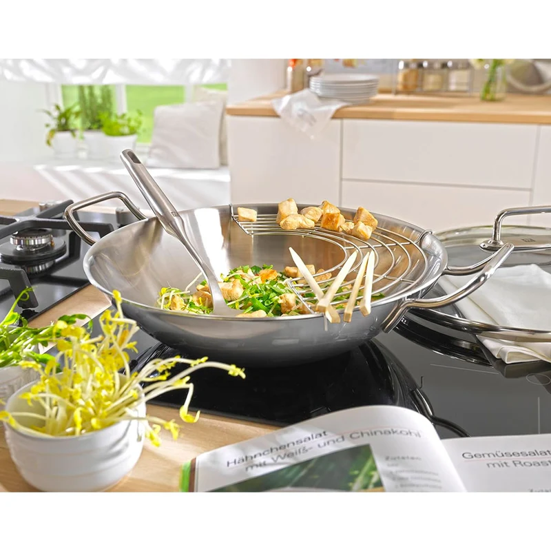 Wok de acero inoxidable con tapa y rejilla Zwilling Plus