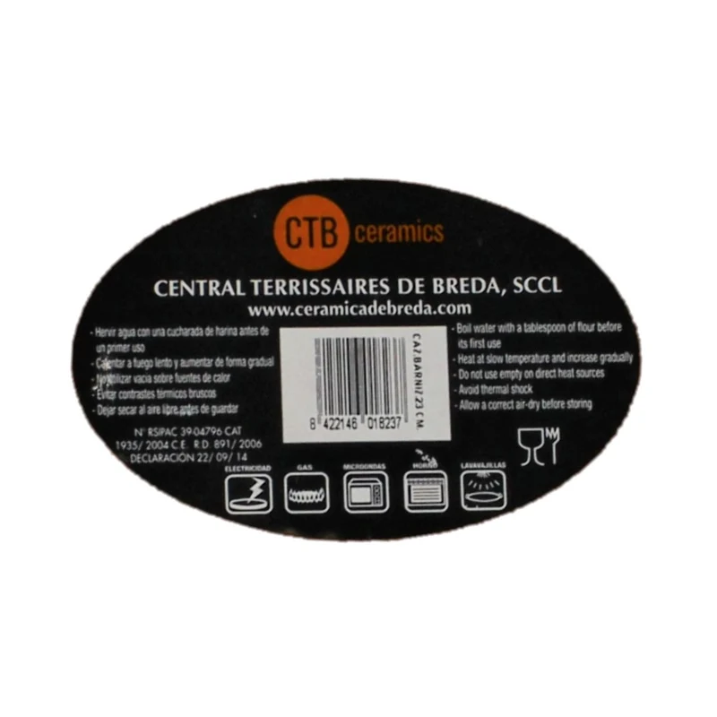 CTB ceramics Cazuela Tonschale mit aufgesetzten Griffen 23cm Durchmesser