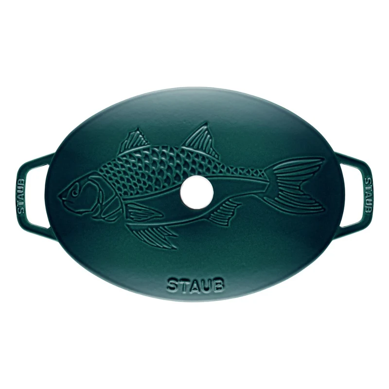 Fuente de horno ovalada de hierro fundido con tapa Staub
