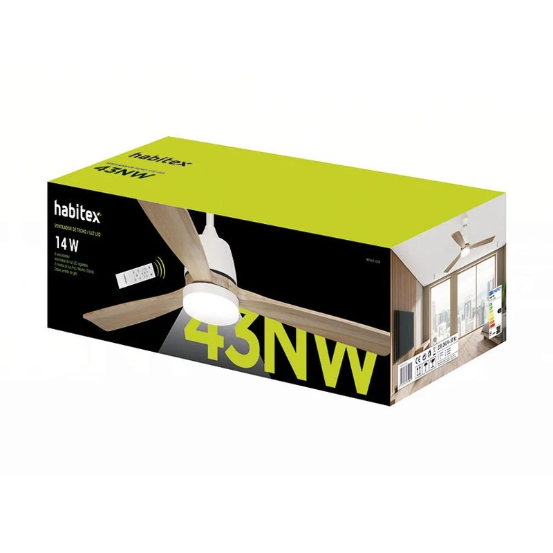 VENTILADOR TECHO LED BLANCO HABITEX 43NW