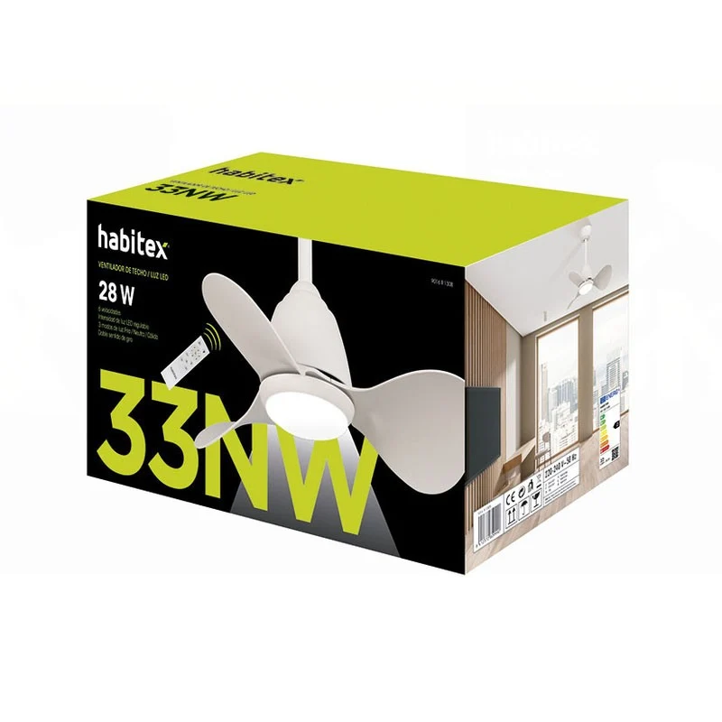 VENTILADOR TECHO LED BLANCO HABITEX 33NW