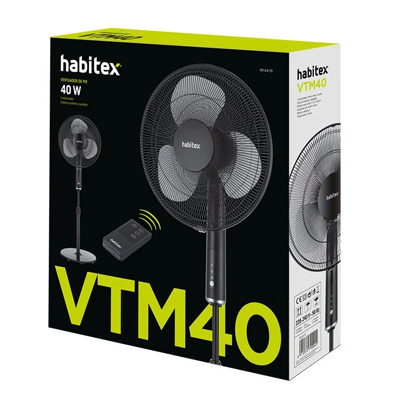 VENTILADOR PIE VPM40 NEGRO. HABITEX