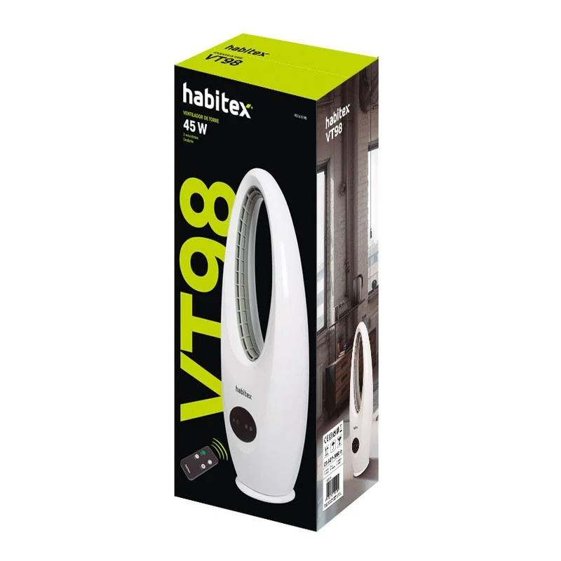 VENTILADOR DE TORRE SIN ASPAS 45W HABITEX VT98