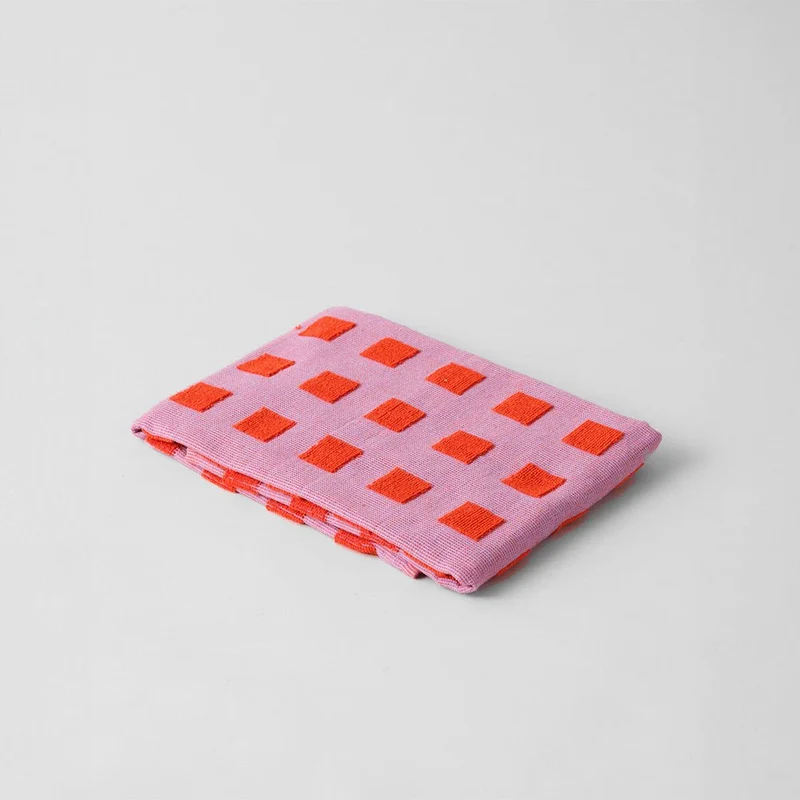 Paño de Cocina Algodón Cuadros Lilac/Warm Red