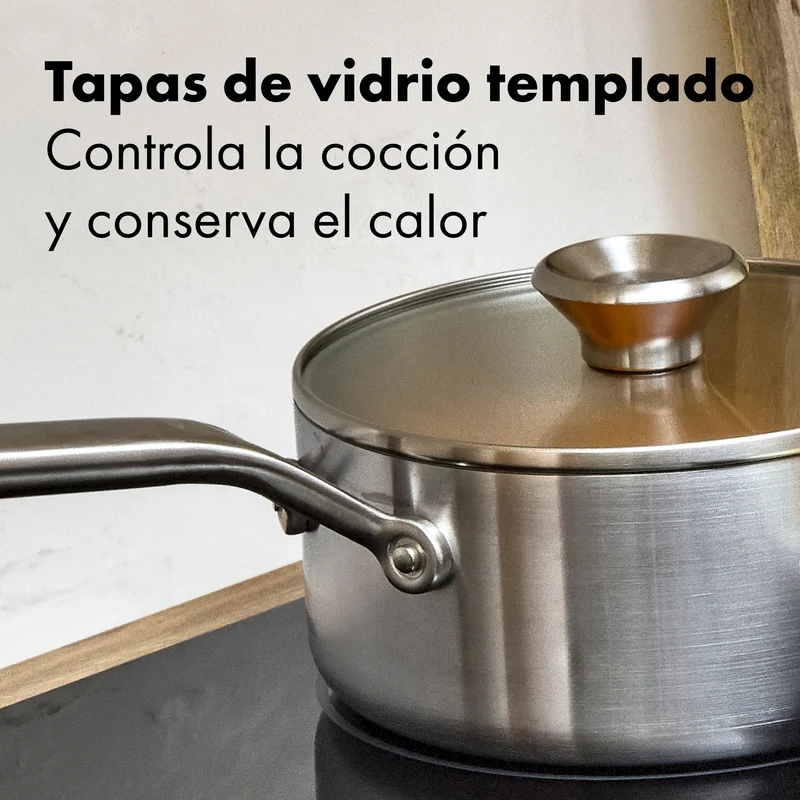 Set de 2 cazos 3PLY de acero inoxidable con tapa Mira OXO