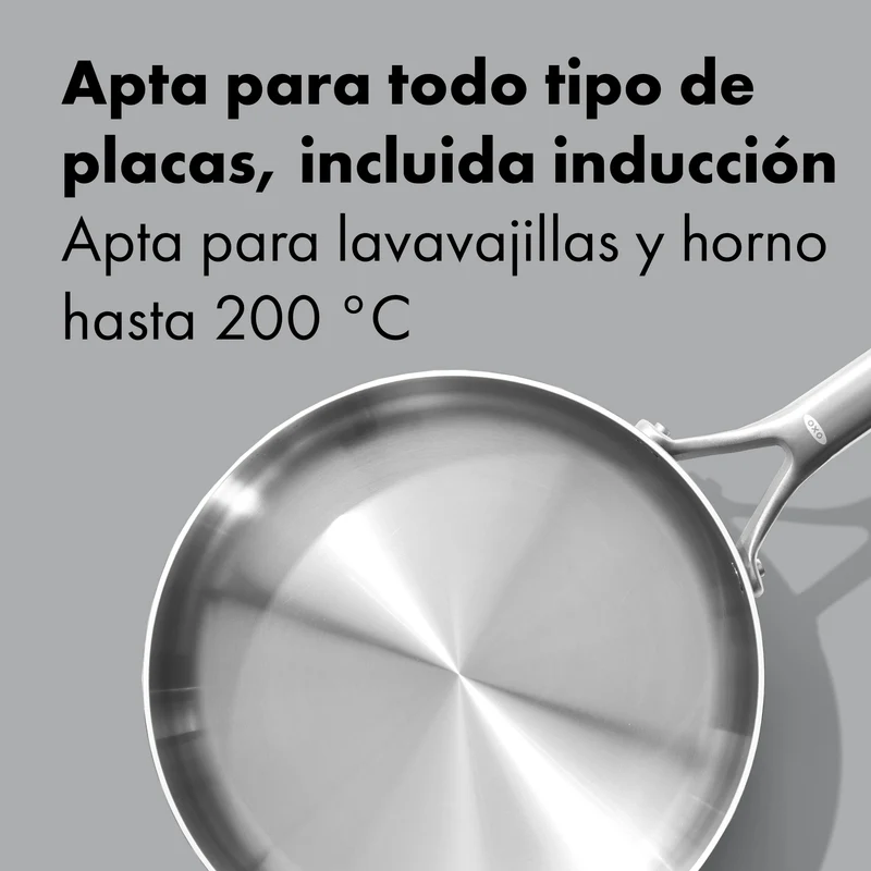 Sartén tipo saute 3PLY de acero inoxidable con tapa Mira OXO