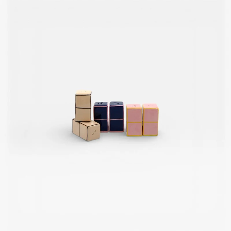 Set Salero Pimentero Tile Rosa / Amarillo