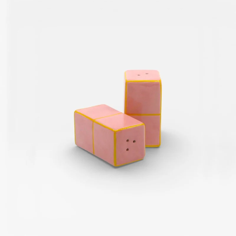 Set Salero Pimentero Tile Rosa / Amarillo